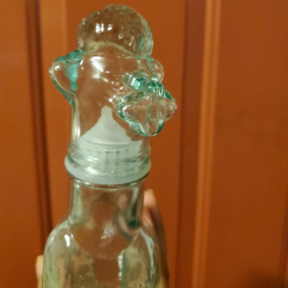 Art Glass  7" Aquamarine Poodle Dog DECANTER Stopper Genie Bottle Italy - Picture 3 of 6